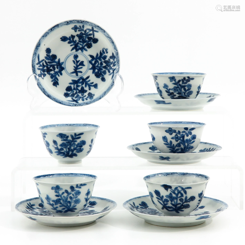 A Set of 5 Cups and Saucers