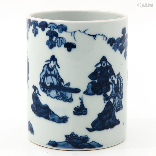 A Blue and White Brush Pot