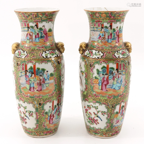 A Pair of Cantonese Vases