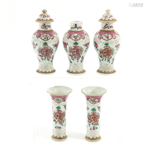 A 5 Piece Miniature Garniture Set