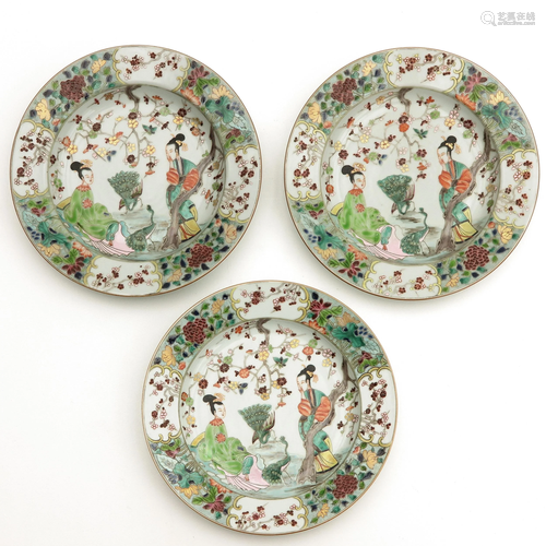 A Series of 3 Polychrome Plates