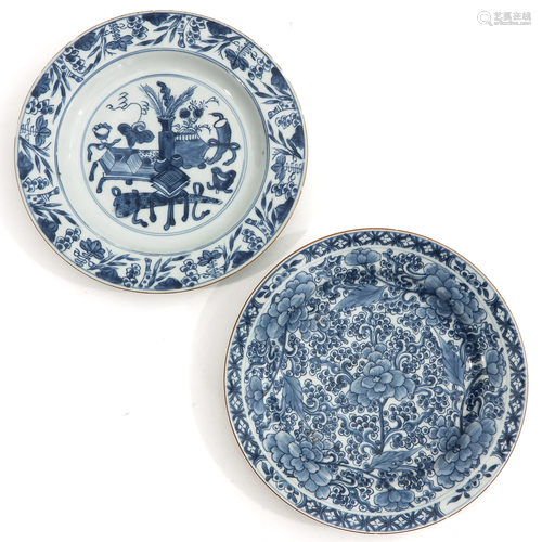 Two Blue and White Plates