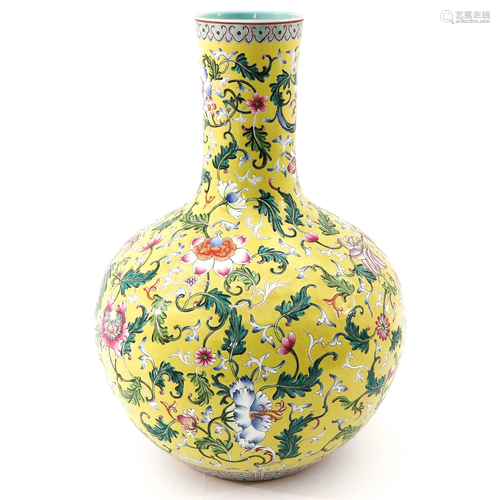 A Large Famille Rose Bottle Vase