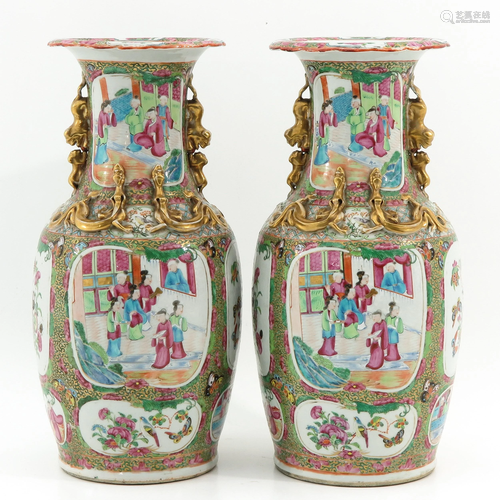 A Pair of Famille Rose Vases