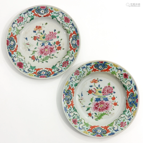 A Pair of Famille Rose Plates