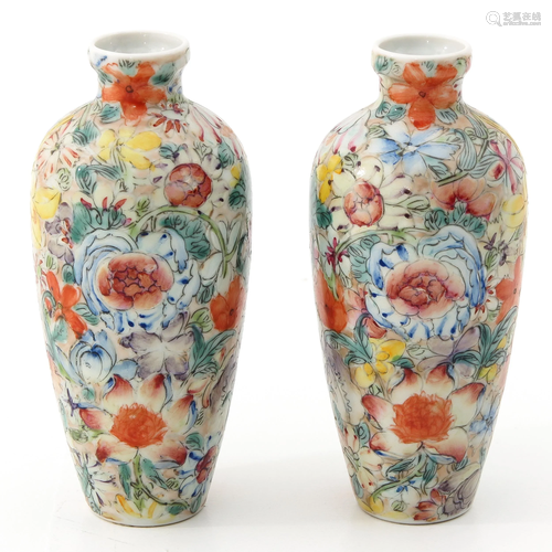 A Pair of Small Mille Fleur Vases