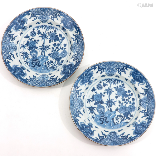 A Pair of Blue and White Plates