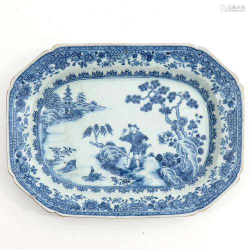 A Blue and White Serving Tray