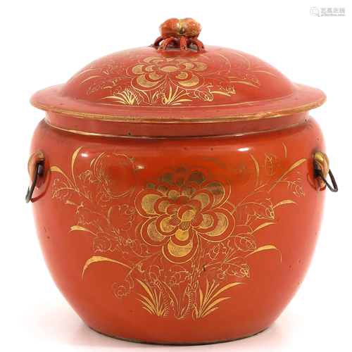 A Orange and Gilt Tureen