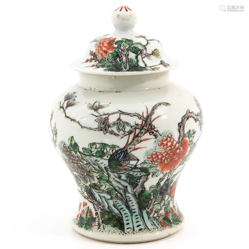 A Famille Verte Jar with Cover