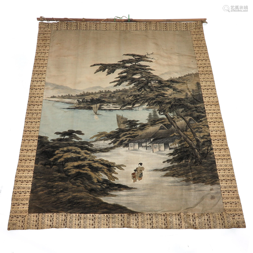 A Large Japanese Hanging Textile