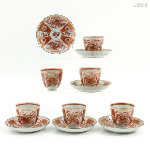 A Set of 6 Cups and Saucers