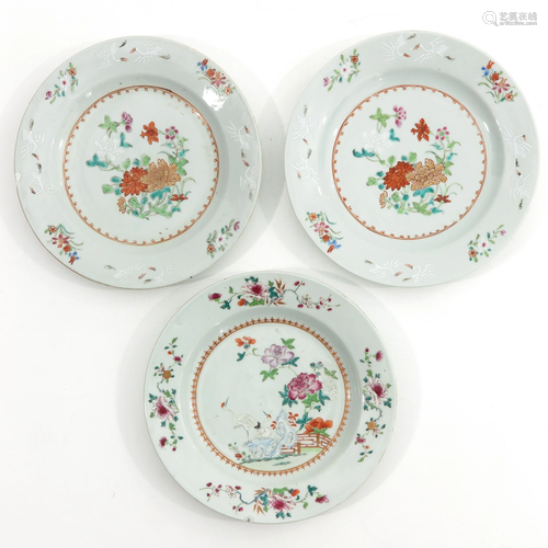 A Series of 3 Famille Rose Plates