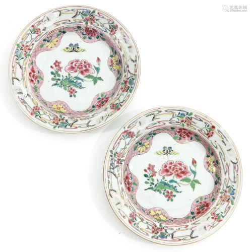 A Pair of Famille Rose Plates