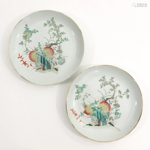 A Pair of Famille Rose Plates