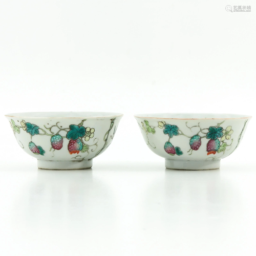 A Pair of Famille Rose Cups