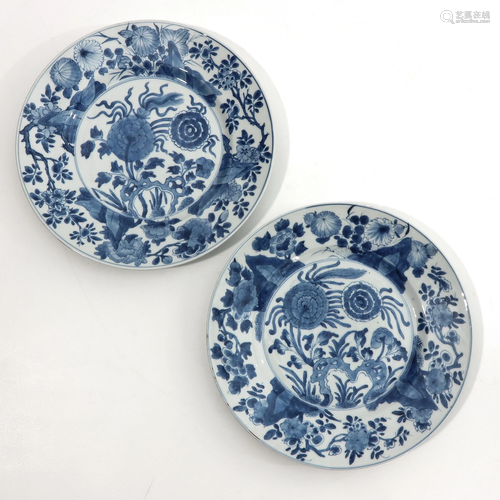 A Pair of Blue and White Plates