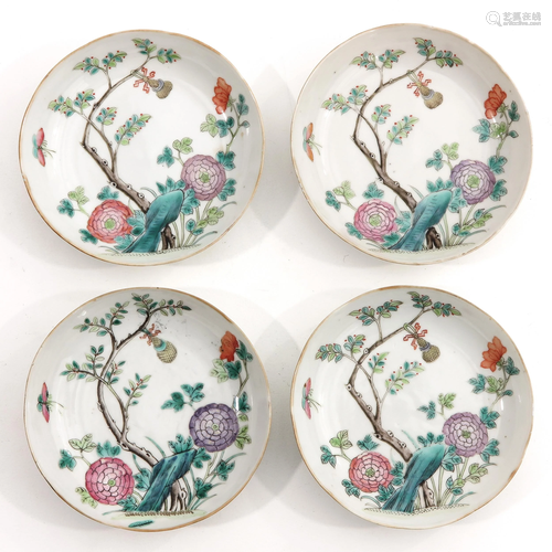 A Series of 4 Famille Rose Small Plates