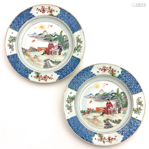 A Pair of Polychrome Plates