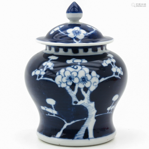 A Small Blue and White Jar and Cover