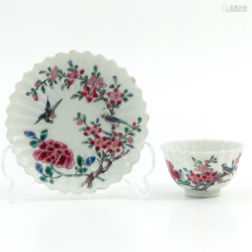 A Famille Rose Cup and Saucer