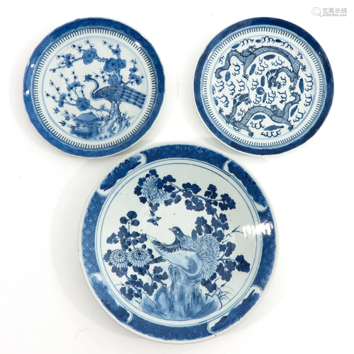 Three Blue and White Plates