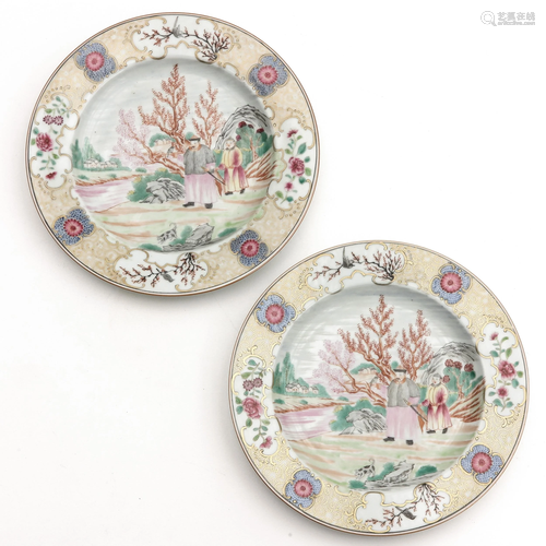 A Pair of Famille Rose Plates