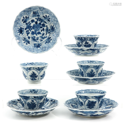 A Set of 5 Cups and Saucers