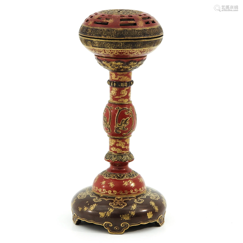 A Orange and Gilt Censer