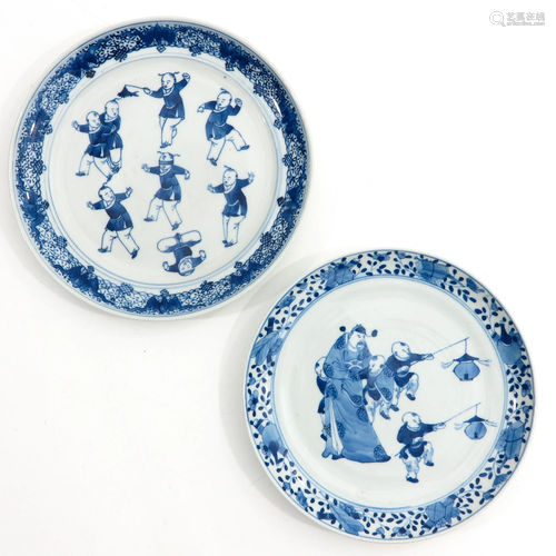 Two Blue and White Plates