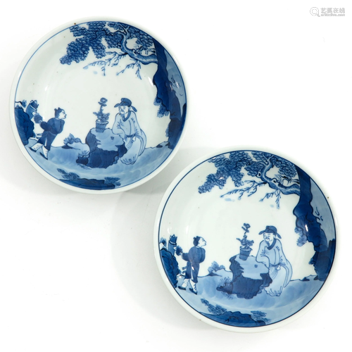 A Pair of Blue and White Plates