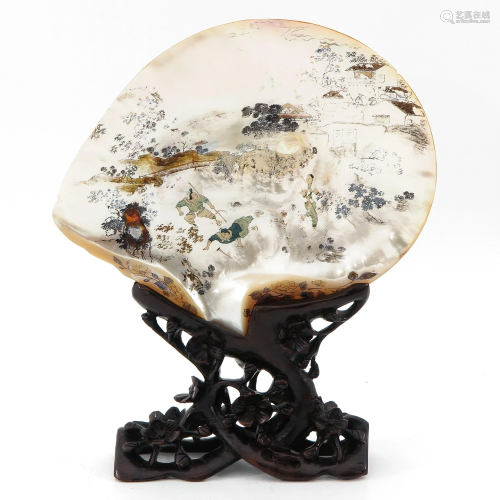 A Painted Mother of Pearl Shell