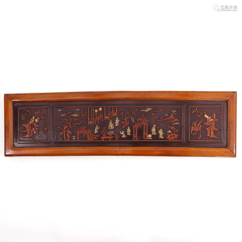 A Chinese Carved Wood Panel