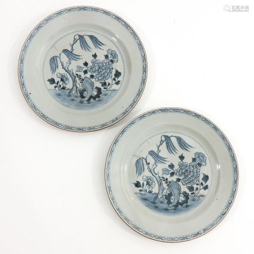 A Pair of Blue and White Plates