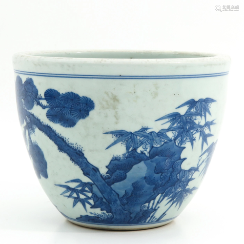 A Blue and White Cache Pot