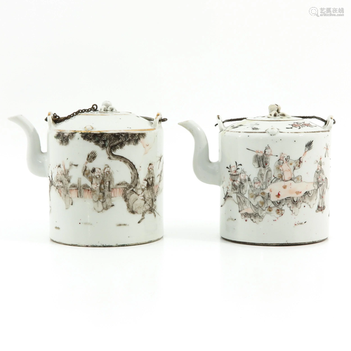 Two Qianjiang Cai Decor Teapots