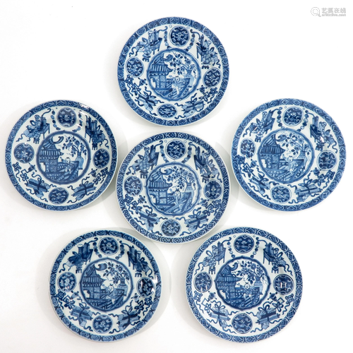 A Series of 6 Blue and White Plates