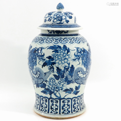 A Large Blue and White Jar and Cover