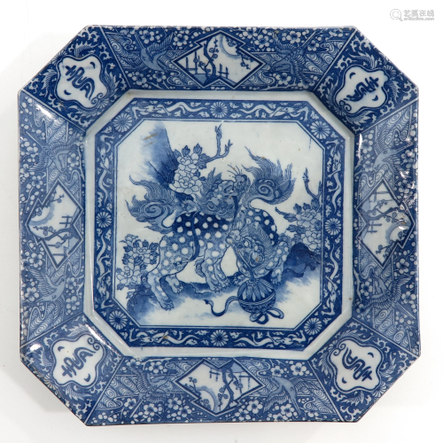 A Blue and White Square Dish