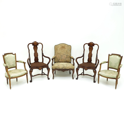 A Lot of 5 Armchairs