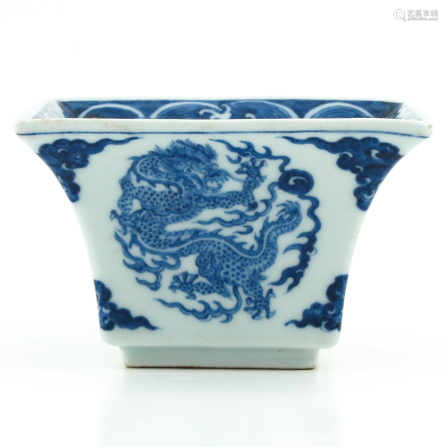 A Blue and White Square Dish