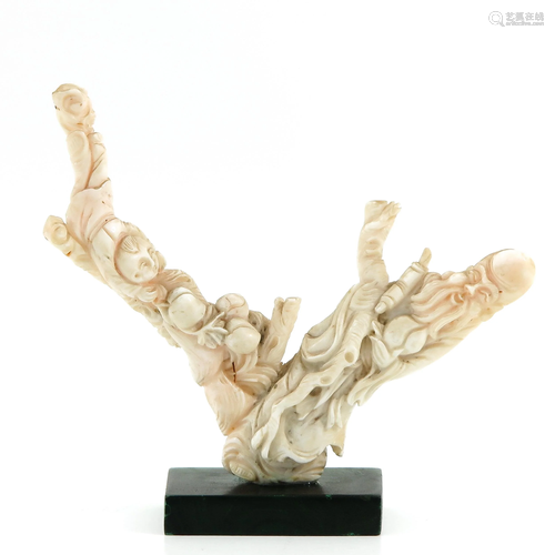 A Carved White Coral Sculputre