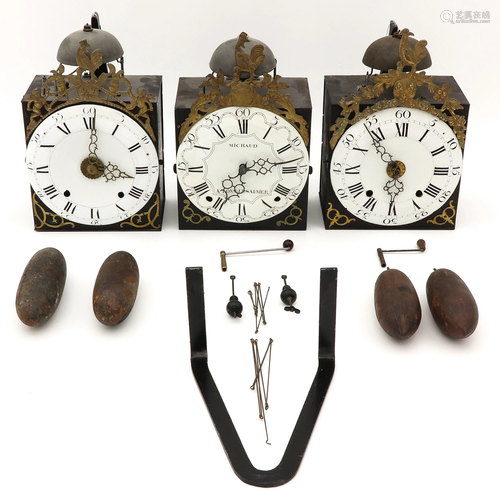 A Collection of 3 Comtoise Clocks