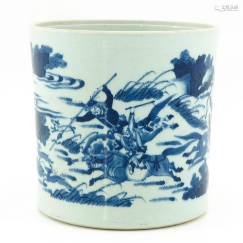 A Blue and White Brush Pot