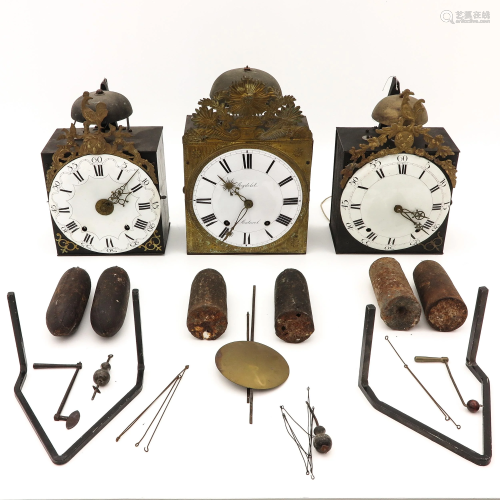 A Collection of 3 Comtoise Clocks