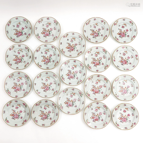 A Series of 19 Famille Rose Plates