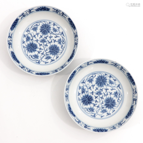 A Pair of Blue and White Plates