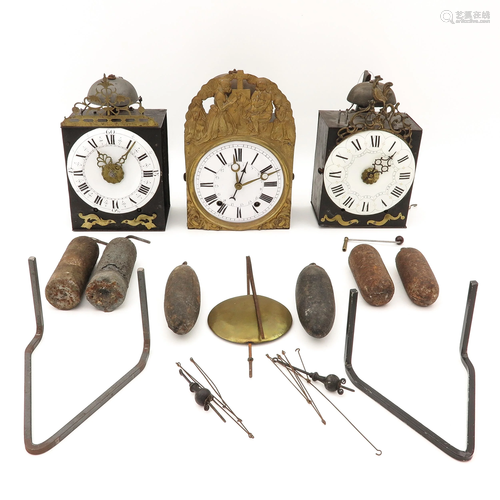 A Collection of 3 Comtoise Clocks