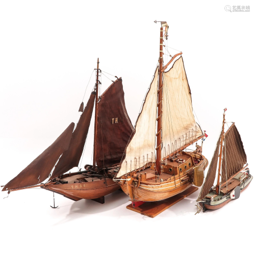 A Lot of 3 Wood Ship Models