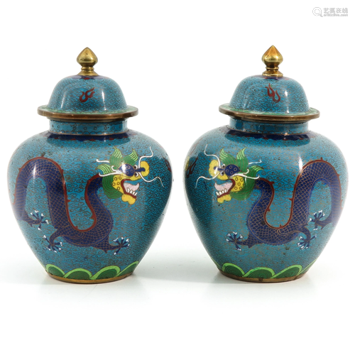 A Pair of Cloisonne Ginger Jars